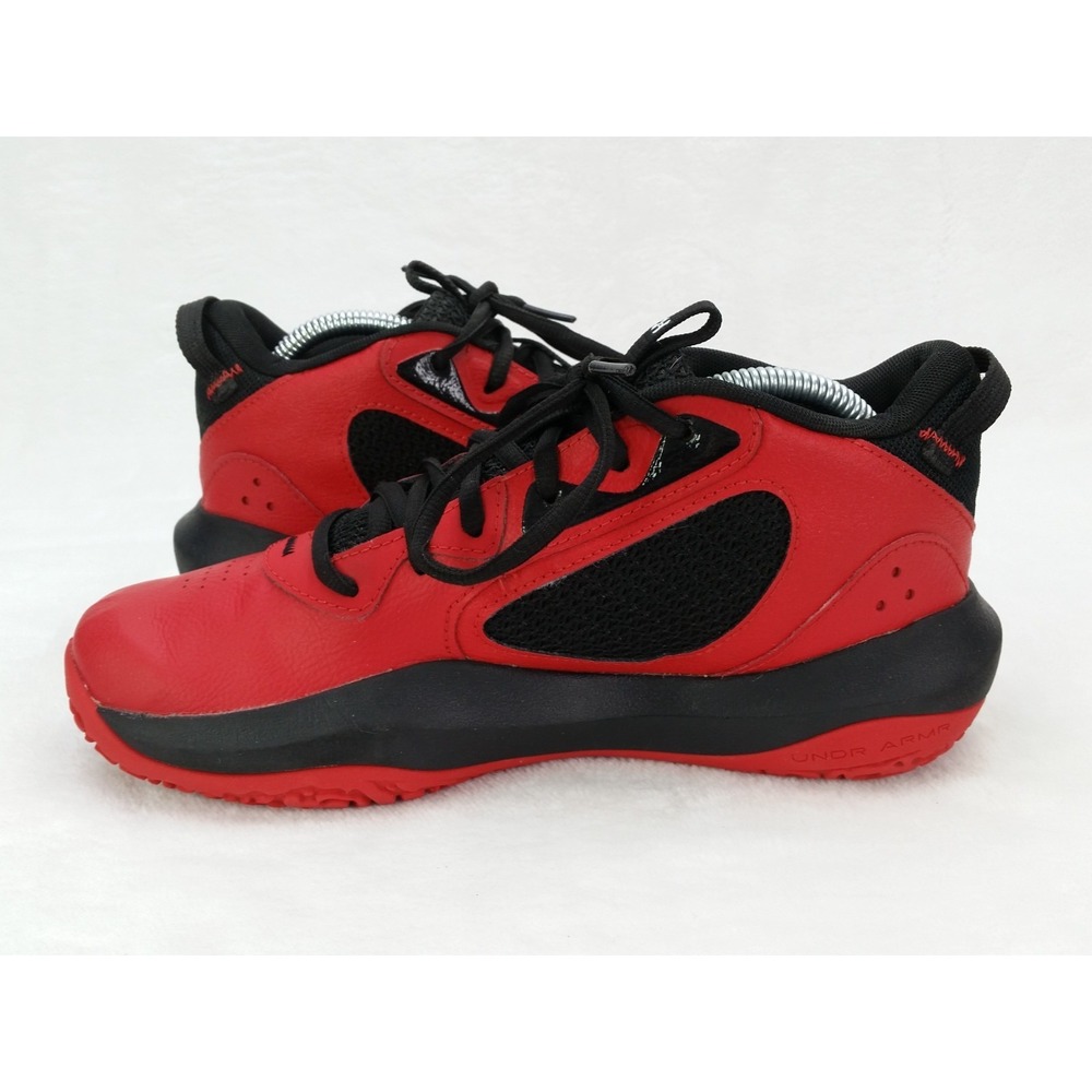 Youth Under Armour Basketball Shoes Red Black Sneakers Art 3025617-600 6.5Y 6.5 - Picture 8 of 13